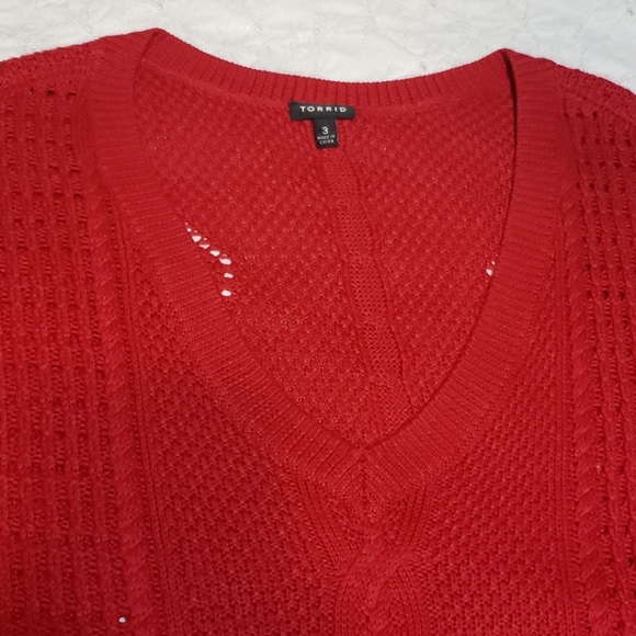 Torrid red 3/4 sleeves V-neck sweater top - Picture 1 of 6